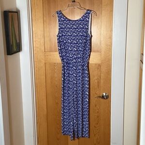 Talbots Delft Blue & White Belted Jumpsuit